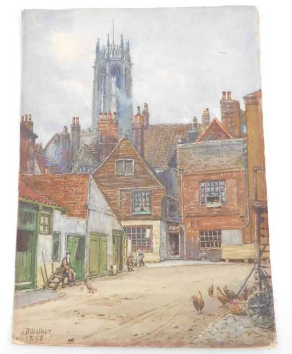 John Dobby Walker (British 1863-1925). White Swan Yard Pavement, York, watercolour, signed,...