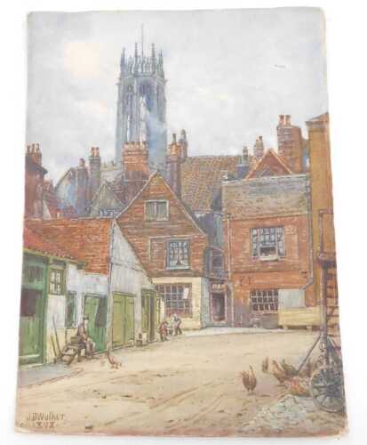 John Dobby Walker (British 1863-1925). White Swan Yard Pavement, York, watercolour, signed,...