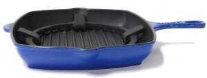 A Le Creuset blue enamel griddle pan, with internal liner, and two Le Creuset fondant sets, in... - 4