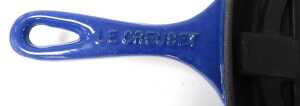 A Le Creuset blue enamel griddle pan, with internal liner, and two Le Creuset fondant sets, in... - 5