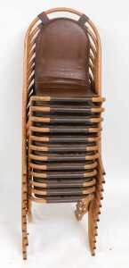 A set of fifteen mid century industrial Stak-A-Bye chairs, by Sebel, with brown leatherette seats. - 2