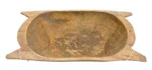 A 19thC carved wooden trencher dough bowl, 54cm wide.