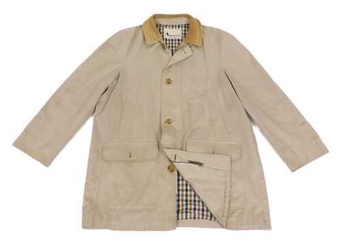 An Aquascutum beige coat, with a cord collar, size medium, underarm measurement approx 51cm.