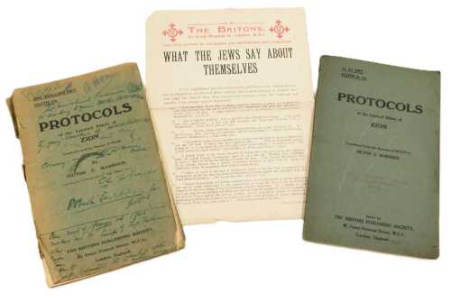 Nilus. Protocols of The Learned Elders of Zion, translated from the Russian by Victor E Marsden,...