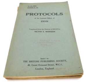 Nilus. Protocols of The Learned Elders of Zion, translated from the Russian by Victor E Marsden,... - 2