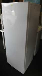 A Beko upright freezer, in white.