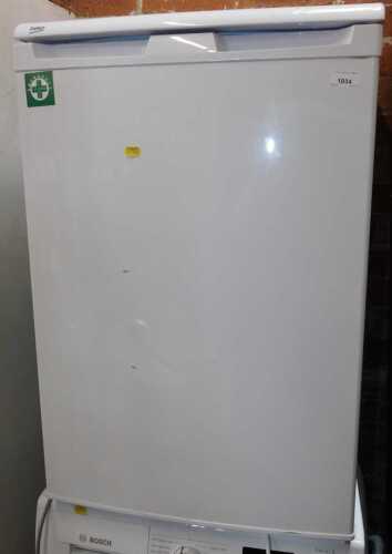 A Beko undercounter fridge, in white.