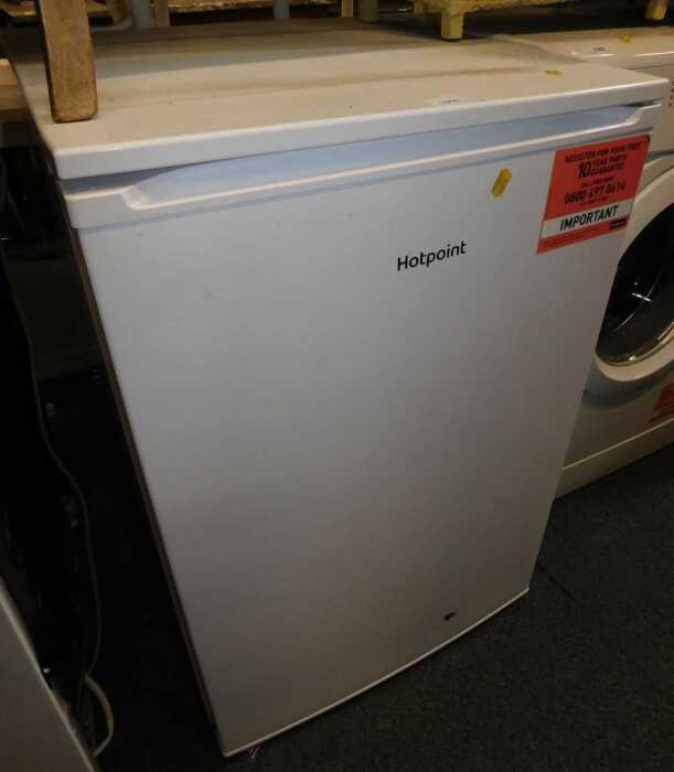 A Hotpoint freezer, in white.