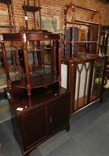 Furniture, comprising a towel rail, a two door display cabinet, with two glazed doors, glazing...