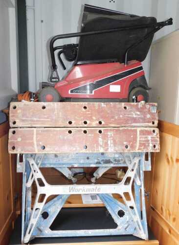 A Black and Decker Workmate, together with a Mountfield Princess electric lawnmower. (2)
