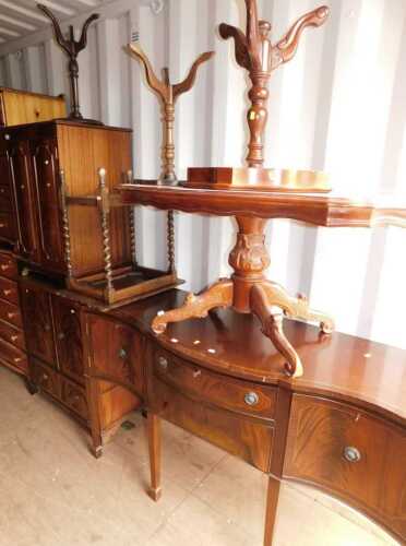 Furniture, to include a reproduction mahogany veneered two door cupboard, a small occasional...
