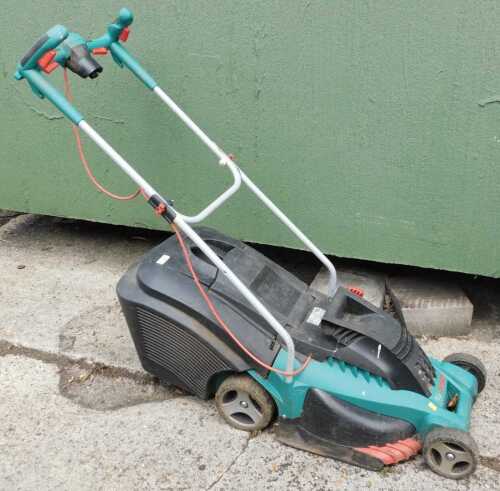 A Bosch electric lawn mower.