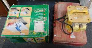 Tools, comprising a boxed tile cutter, three phase power supply a boxed Hilti TE62 large...