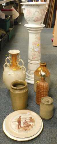 Ceramics, to include a Royal Winton planter and stand, large vases, stoneware flagon, etc. (1...