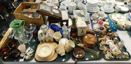 Ceramics, glassware, and household items, to include candlesticks, vases, cocktail glasses,...