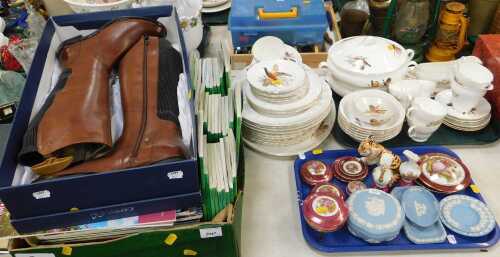 Ceramics and household items, to include Jasperware, small plates, larger lidded pots,...