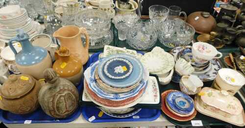 Ceramics and glassware, to include glass decanter with stopper, cut glass water jug, cut glass...