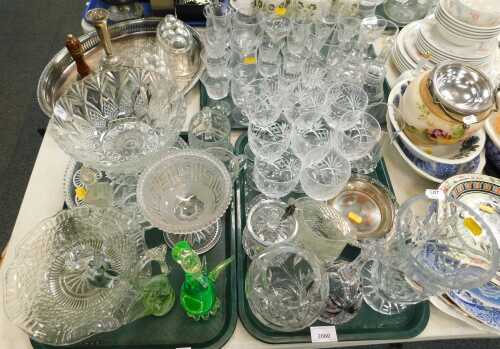 Glassware and household items, to include cut glass wine glasses, vases, bell, animal figurines...
