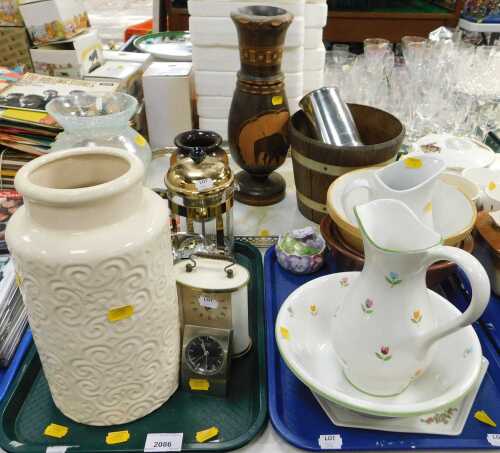 Mixed ceramic and household wares, to include jug and basin set, large white ceramic glass vase,...