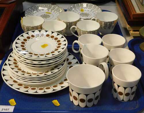 A part Hostess breakfast service Black Velvet pattern, with milk, sugar, cups, saucers, side...