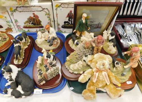 Leonardo Collection animal and human figurines, mostly on wooden bases, picture, teddy bear, etc....