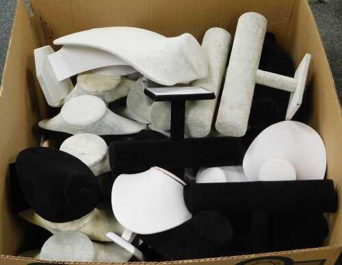 Costume jewellery, a box containing a large quantity of necklace stands.