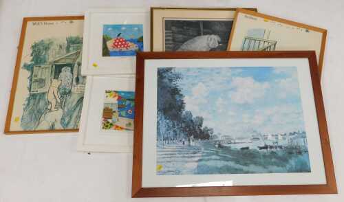 Pictures and prints, various subjects including landscapes, etc. (contents under 1 table)