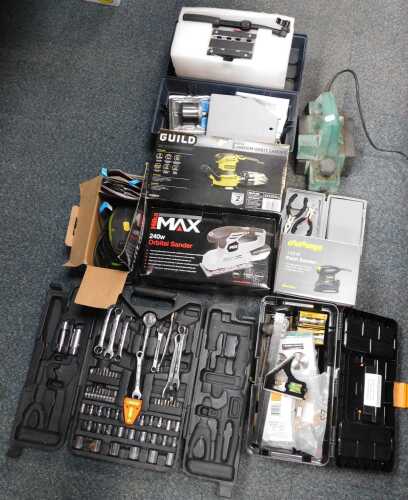 Tools, to include toolbox with a seven piece saw set, a large allen key set, a boxed 240w...