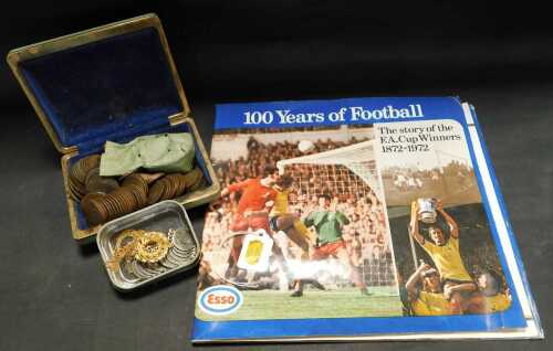 Pre decimal copper coinage, together with an Esso 100 Years of Football coin set, costume...