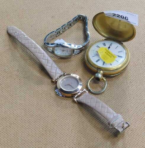 A Hunter pocket watch, together with two lady's wristwatches.