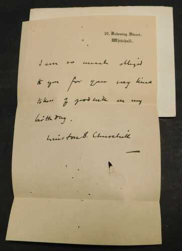 A facsimile Winston Churchill letter.