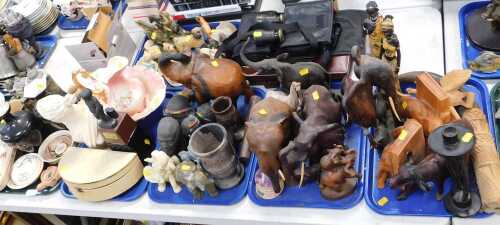Decorative household effects, to include part dressing table wares, flagons, wash jug and bowl,...