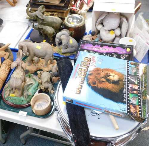 Various elephant figures, to include Country Artists Elephant Kingdom Old Female Cow and Calf,...