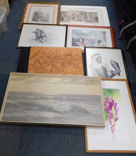 Pictures, prints, to include floral study, watercolour, engravings, etc. (a quantity)