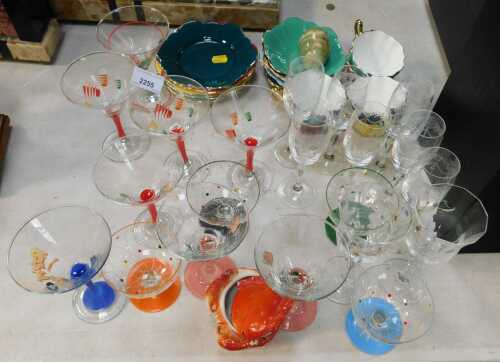 A Royal Stewart porcelain part tea service, together with various cocktail Martini glasses, etc....