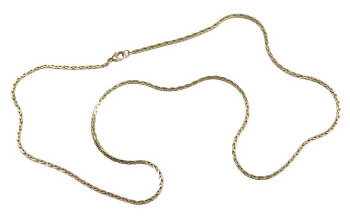 A 9ct gold V link neck chain, with clip clasp, 64cm long, 18.3g.