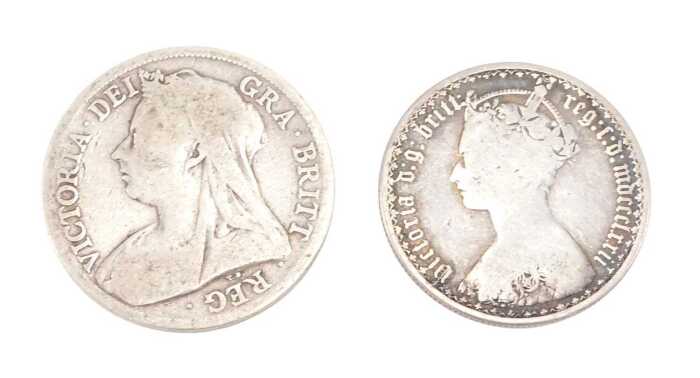 Coins. A Victorian gothic florin 1872 and a half crown 1896. (2)