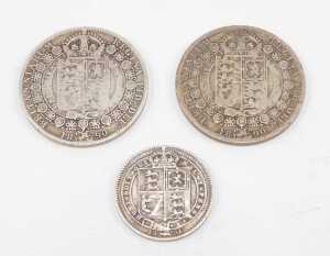 Coins. A Victorian half crown, 1891 shilling, and a further 1890 half crown. (3) - 2