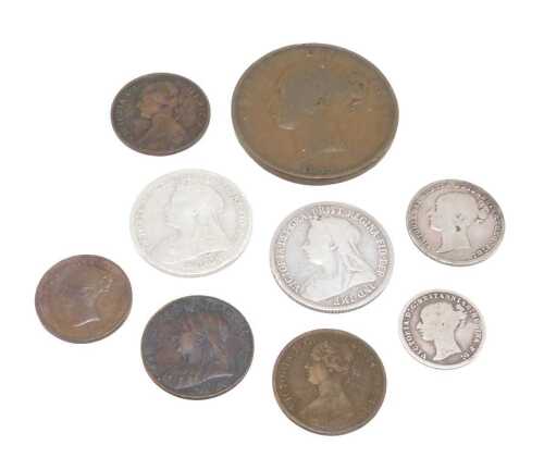 Various coins, Victorian and other, threepenny bit, penny, other low denomination, etc. (a...