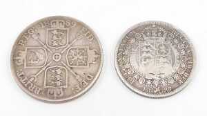 Coins. A Victorian double florin 1889, and a jubilee head half crown 1887. (2) - 2