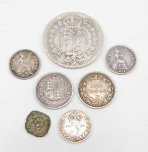 Coins. Various Victorian, half crown 1890, 1883 six pence, another 1887, and a small quantity of... - 2