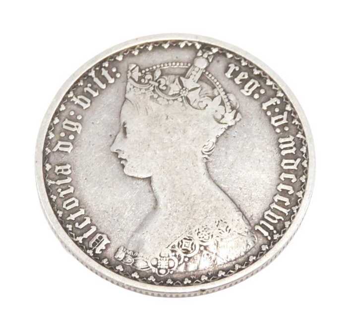 Coin. A Victorian gothic florin 1857.