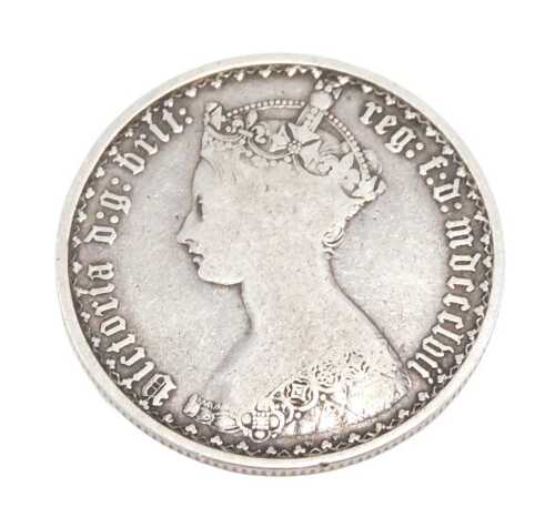 Coin. A Victorian gothic florin 1857.