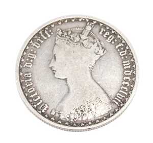 Coin. A Victorian gothic florin 1857.