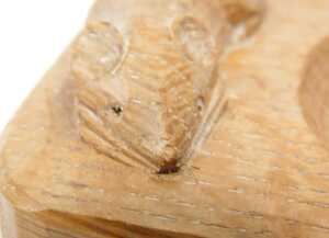 A Robert Thompson of Kilburn Mouseman oak ashtray, of shaped rectangular form, with canted ends... - 2