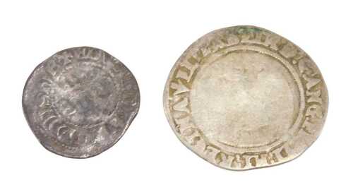 Coins. An Edward I penny, and an Elizabeth I six pence, probably 1564. (2)