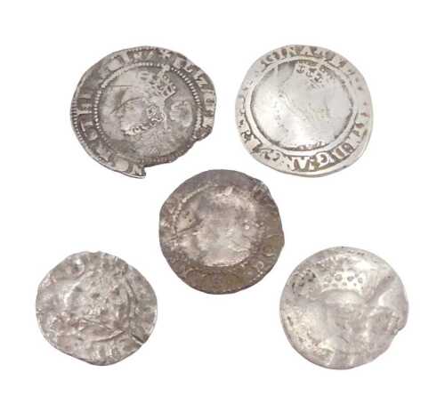 Coins. An Elizabeth I threepence, a small quantity of others, a small quantity of other early...