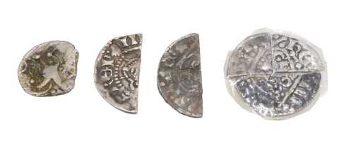 Coins. Early and other part coins, one attributed Celtic, Henry III half penny half cut, and...