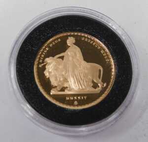 An East India Company London 2024 William Wyon Una and The Lion sovereign five gold proof coin... - 4
