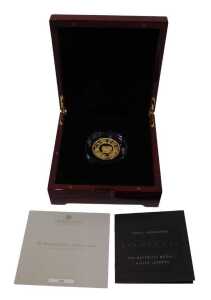 A Royal Mint Great Engravers gold waterloo medal, &pound;100 denomination, in capsule, box and outer...